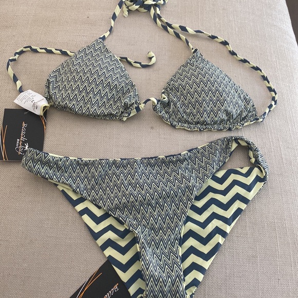 Gray and pale yellow triangle bikini - Picture 4 of 4